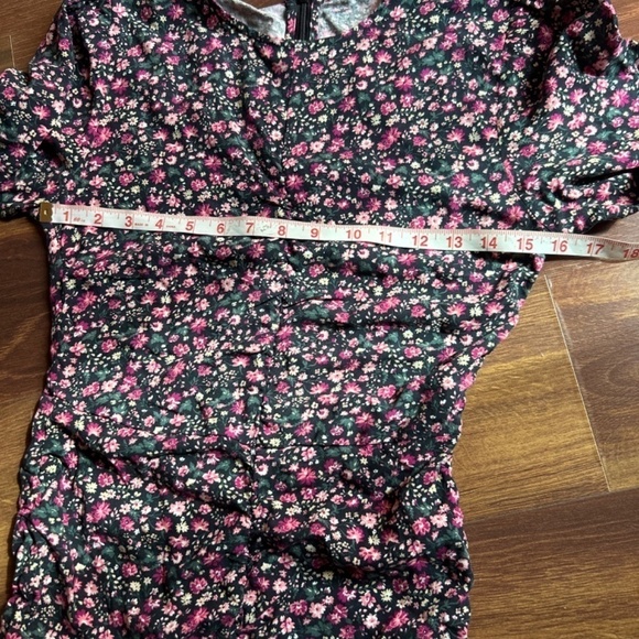 MANGO Floral Ruched Long Sleeve Dress size Small - Picture 4 of 8